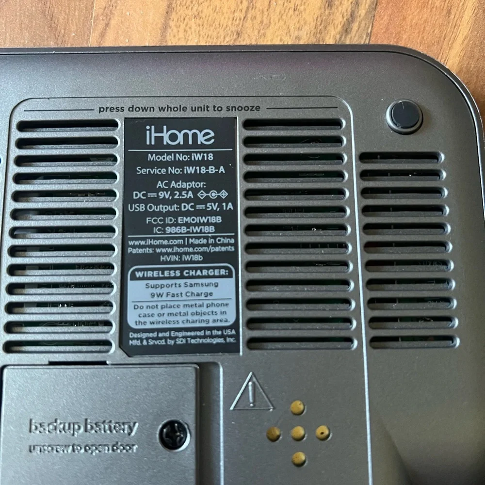 iHome Black Alarm Clock Base with Vent Grilles